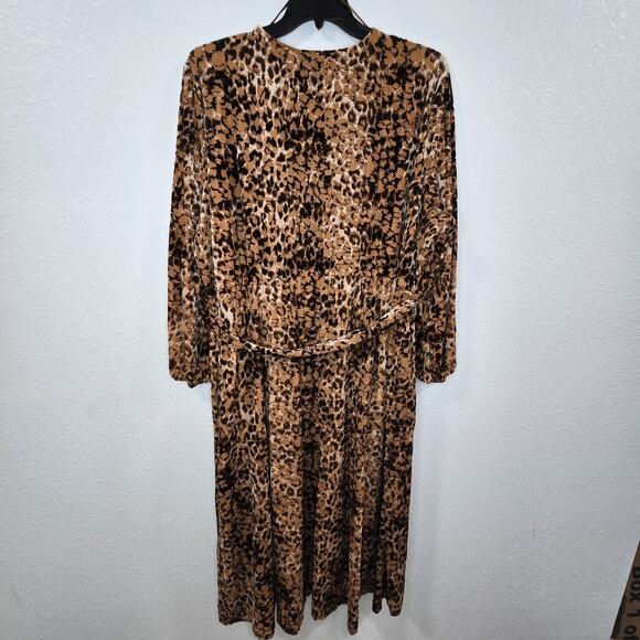 Nurture Westbound Plus Size 3X Faux Wrap Belt Dress Animal Print Velvet Burnout - Picture 12 of 16